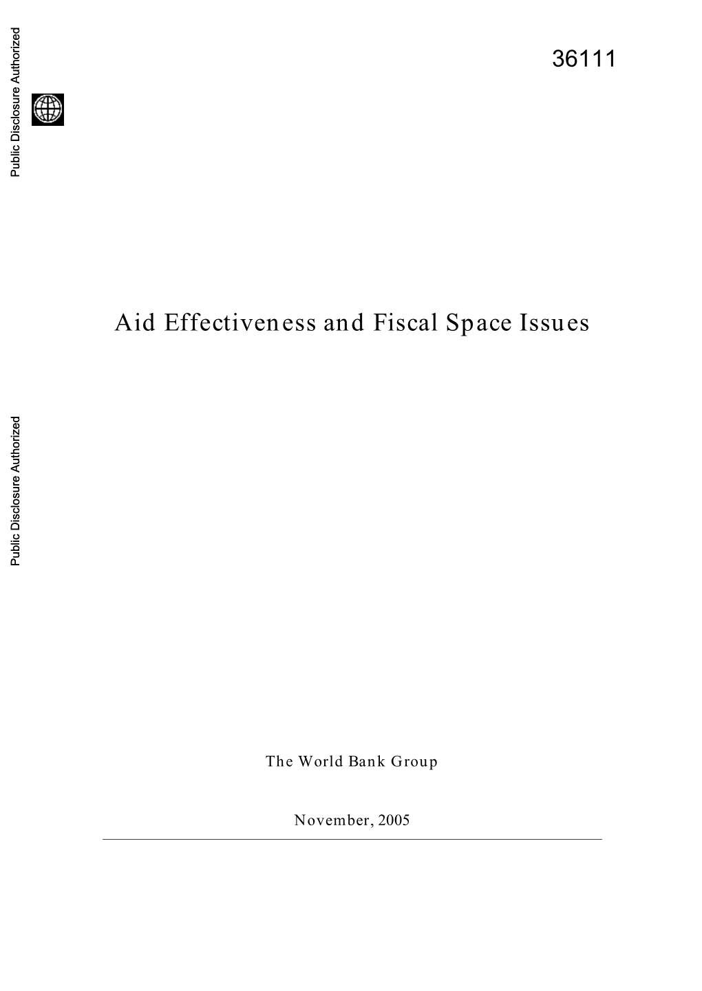 Aid Effectiveness and Fiscal Space Issues