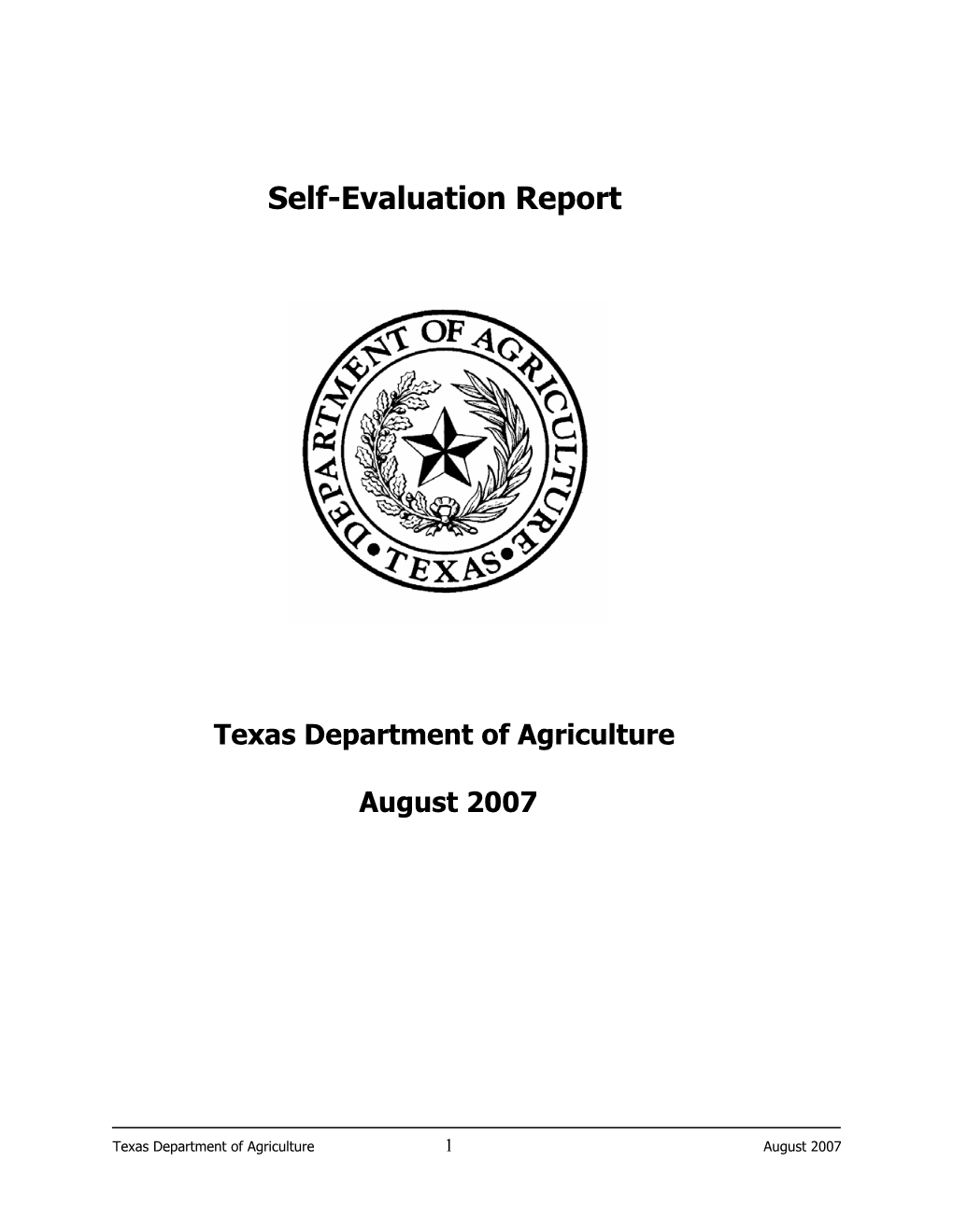 Texas Department of Agriculture August 2007