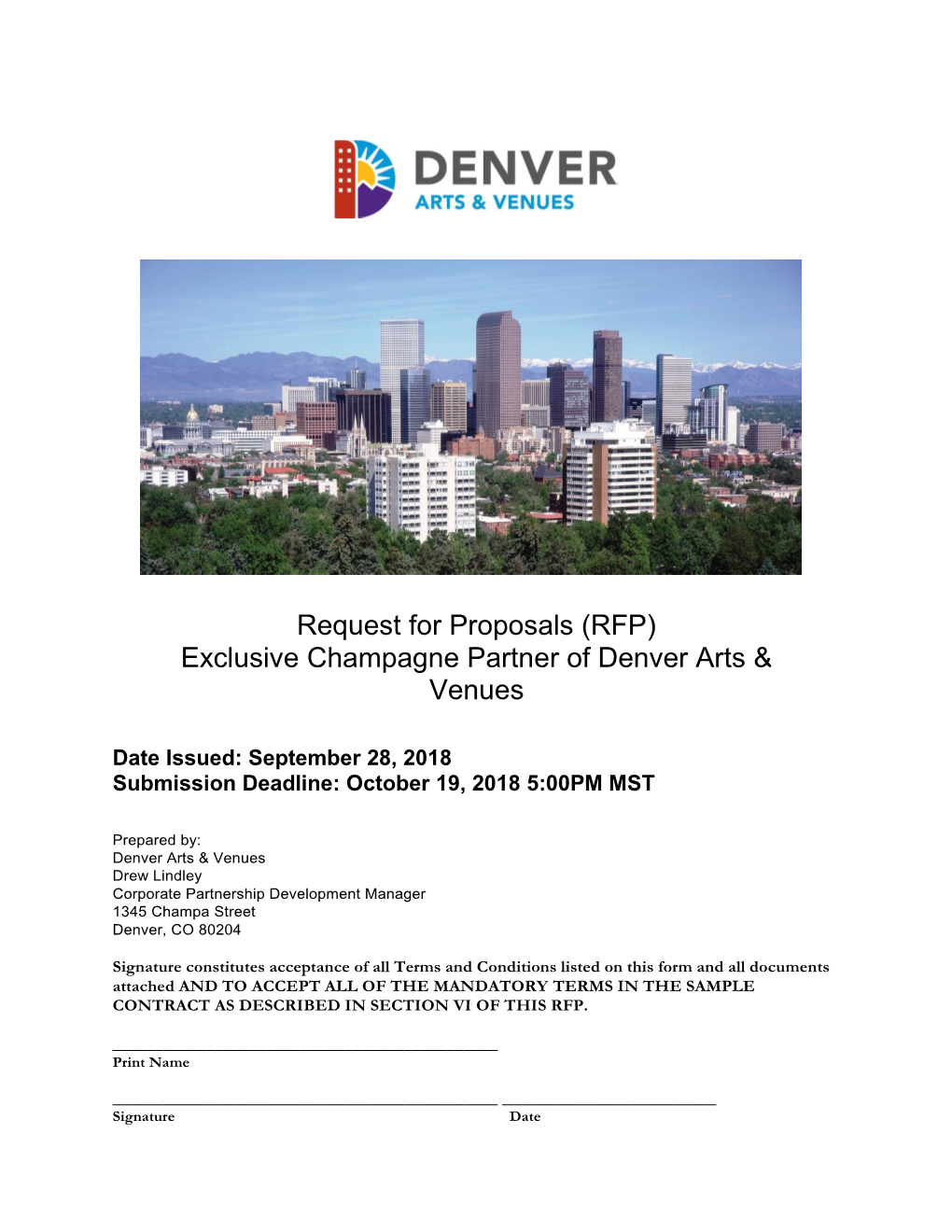 RFP) Exclusive Champagne Partner of Denver Arts & Venues