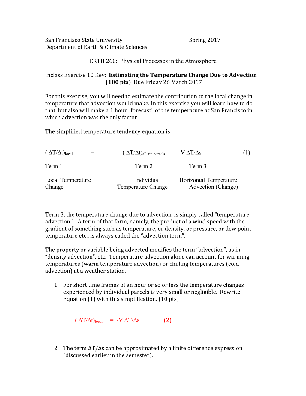 San Francisco State University Spring 2017 Department of Earth & Climate Sciences