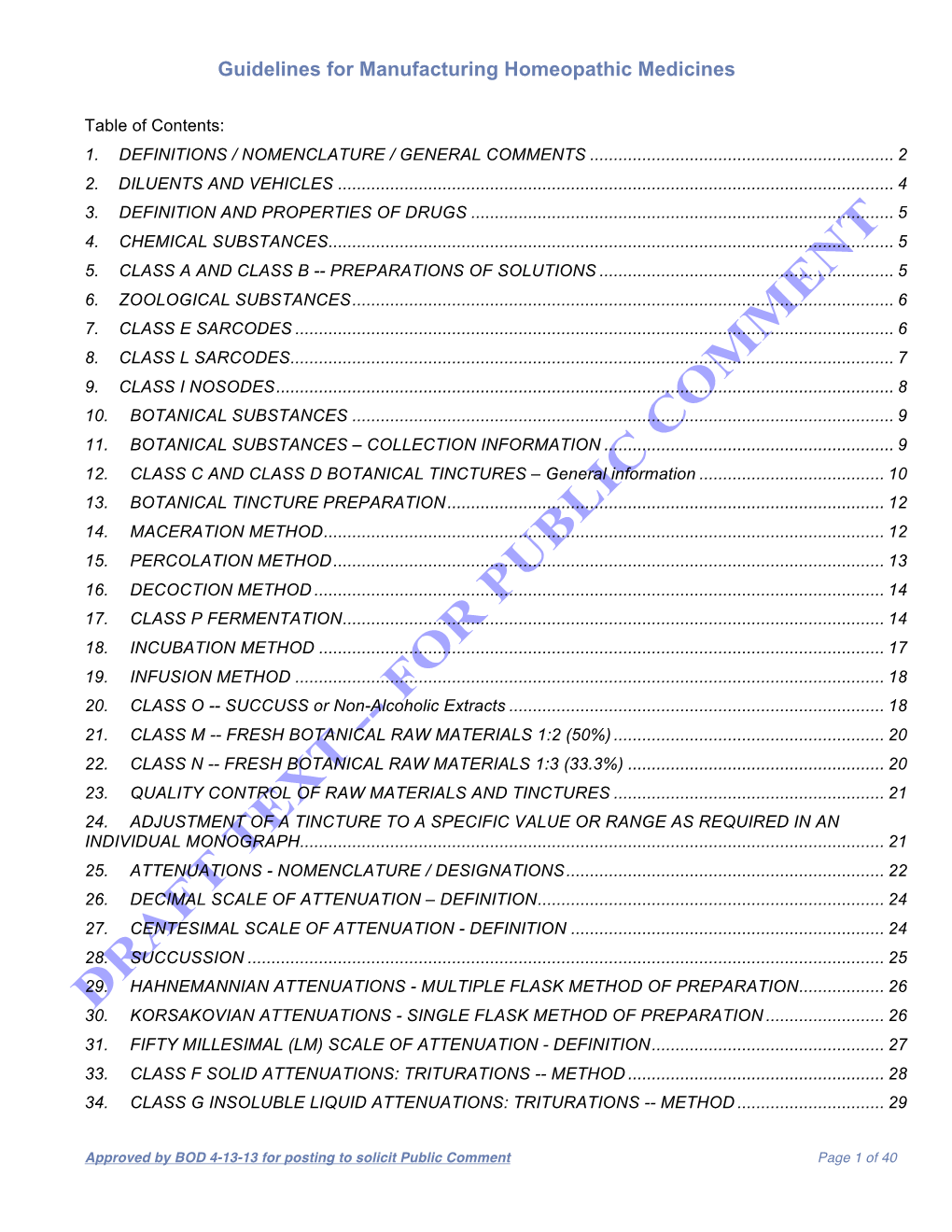 Draft Guidelines for Manufacturing Homeopathic Medicines