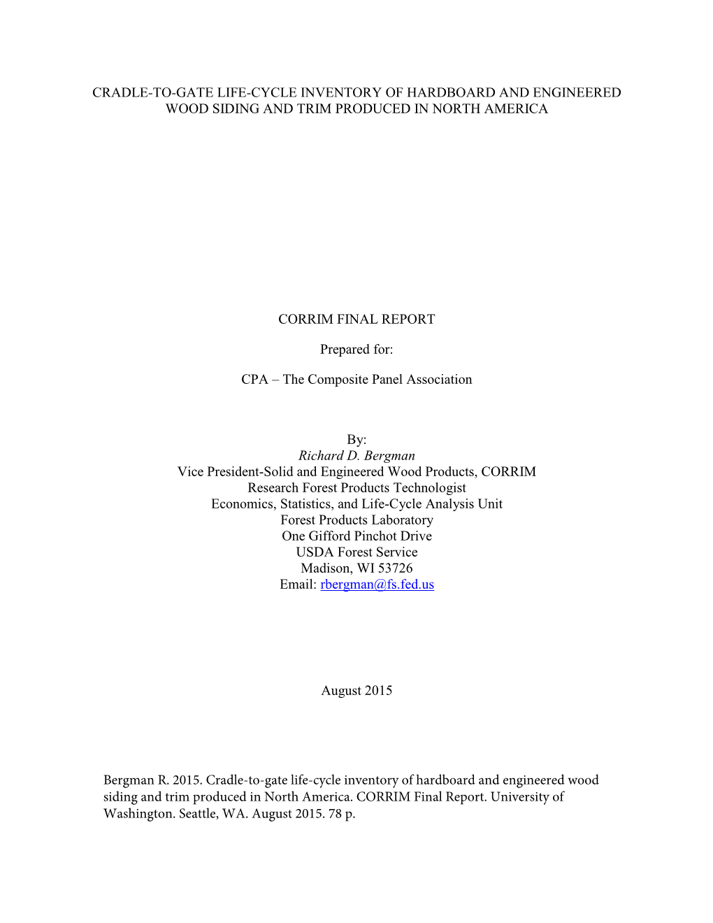 Cradle-To-Gate Life-Cycle Inventory of Hardboard and Engineered Wood Siding and Trim Produced in North America