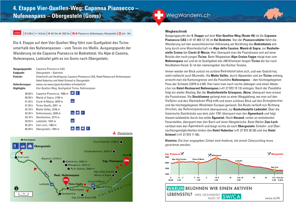 Capanna Piansecco – Nufenenpass – Obergesteln (Goms)