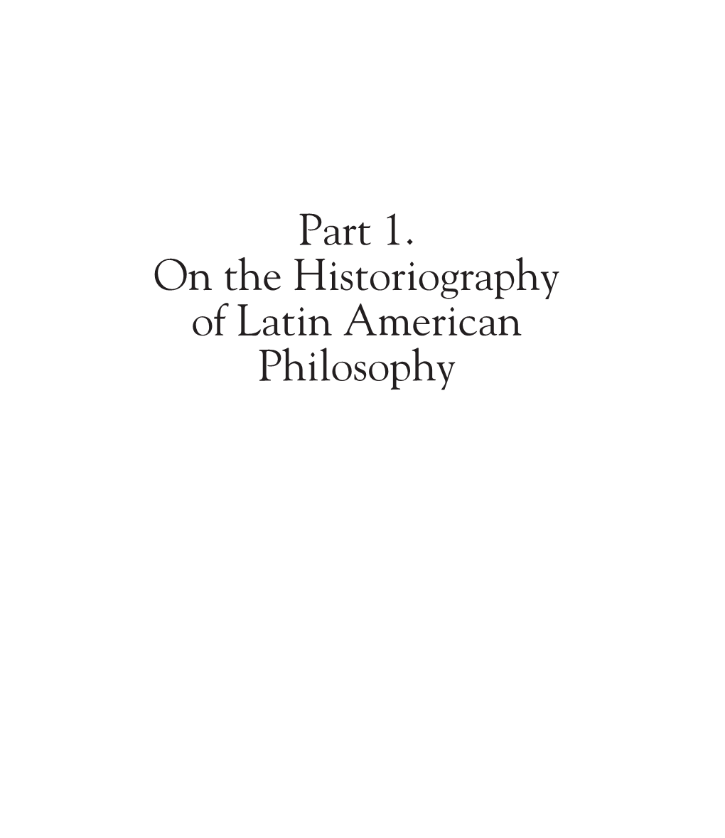 Latin American Philosophy: Chapter 1