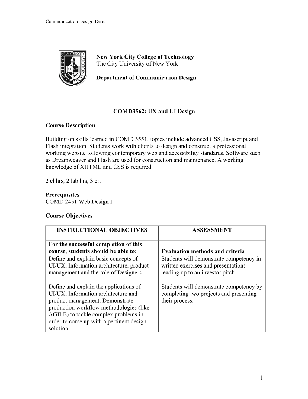 COMD3562: UX and UI Design