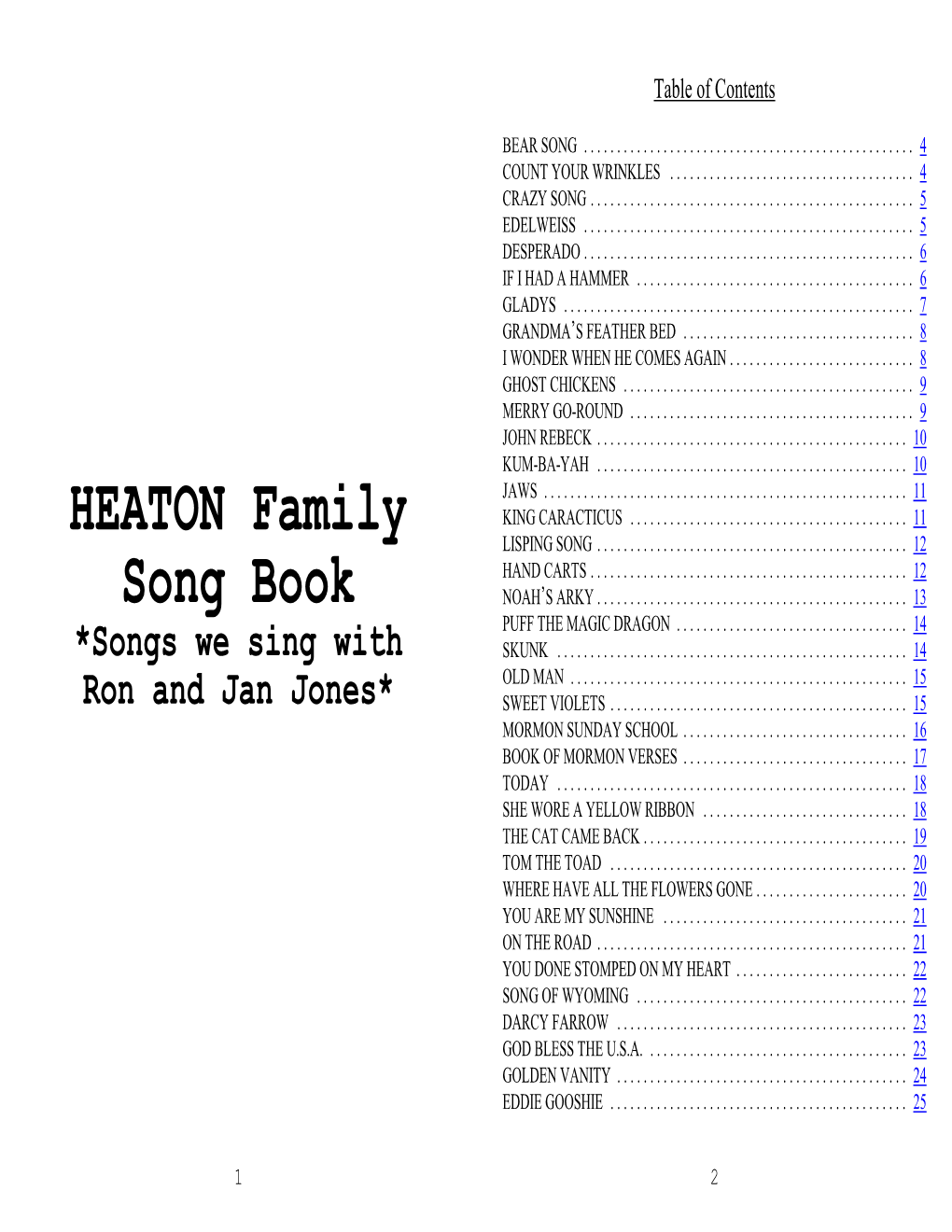 HEATON Family Song Book