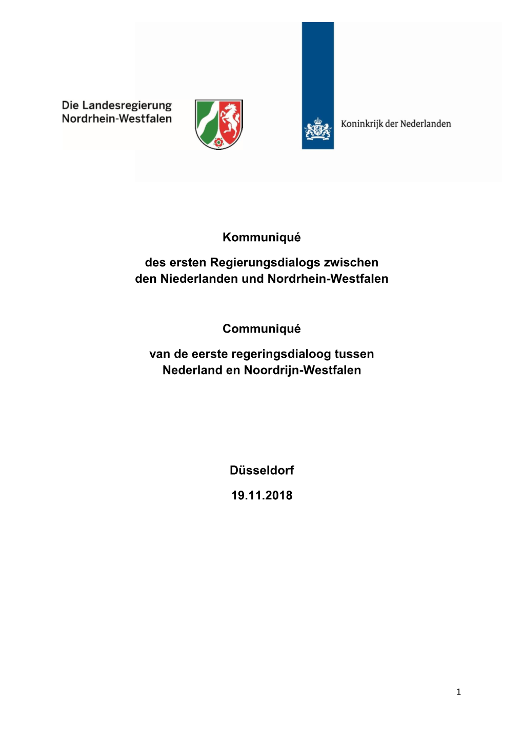 Regeringsverklaringen Tussen Nederland En Noordrijn-Westfalen