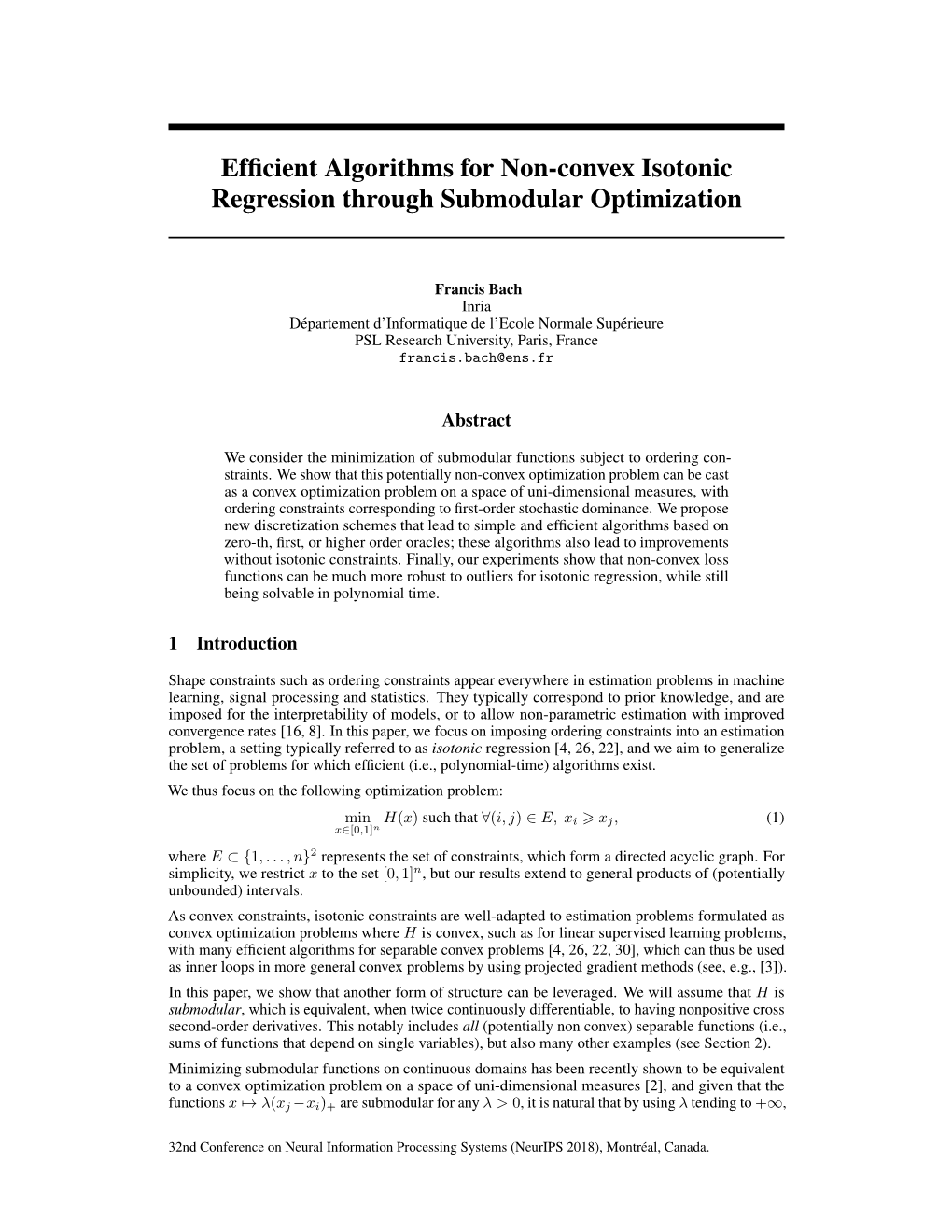 Efficient Algorithms for Non-Convex Isotonic Regression Through