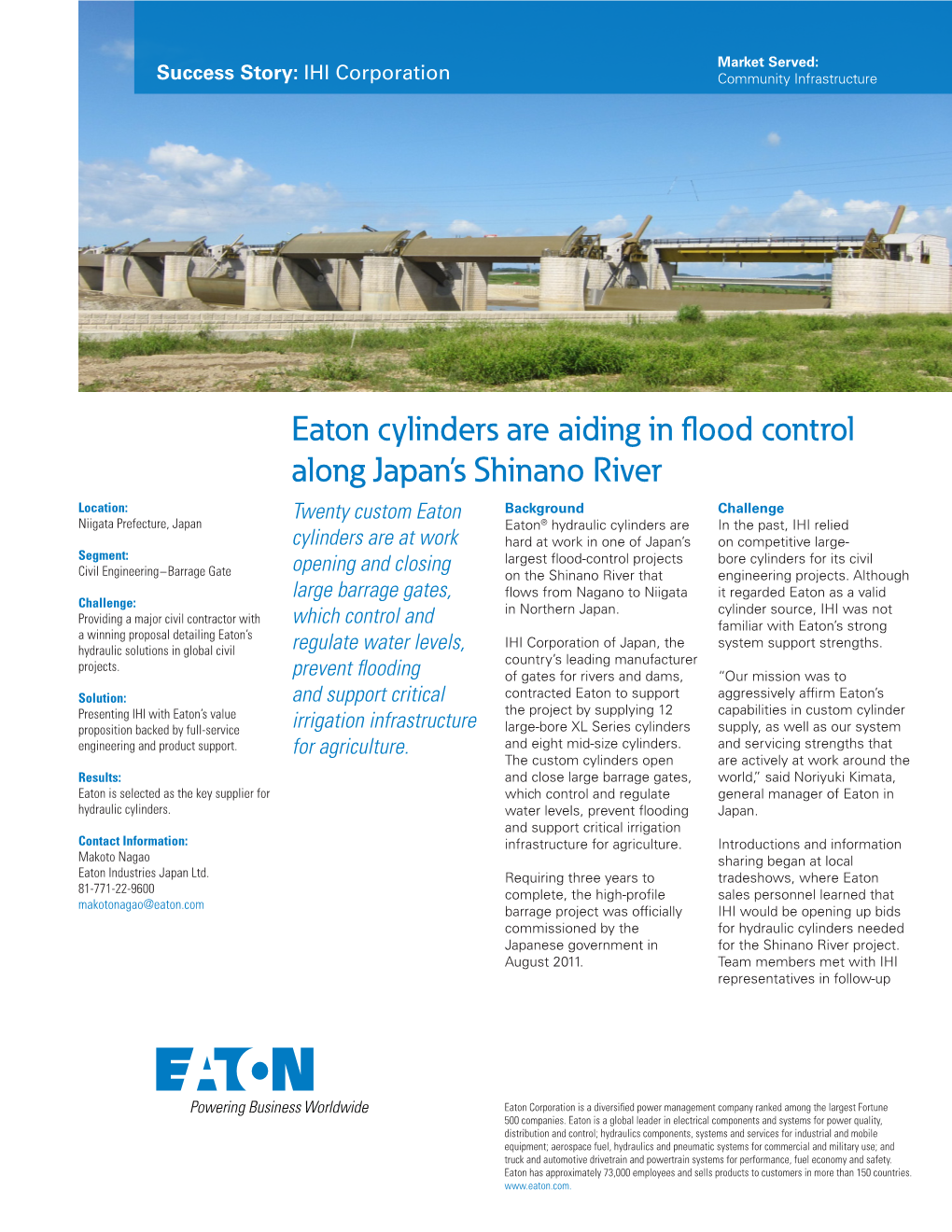 Eaton Cylinders Are Aiding in Flood Control Along Japan's Shinano River