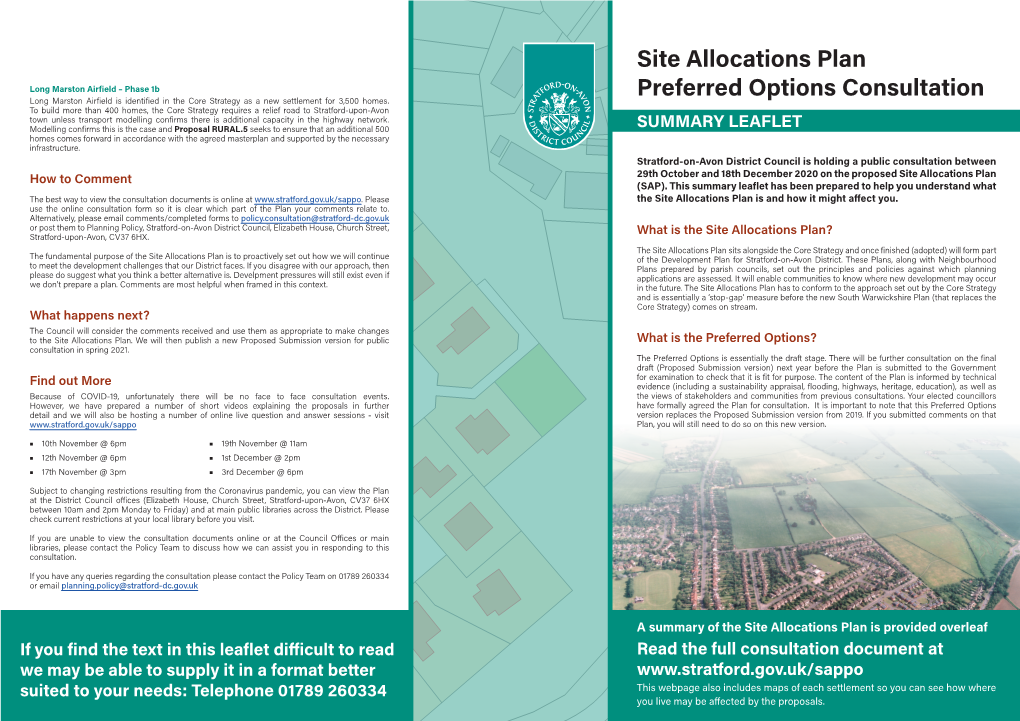 Site Allocations Plan Preferred Options