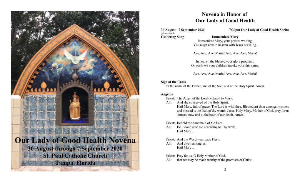 Our Lady of Good Health Novena All: and Dwelt Among Us