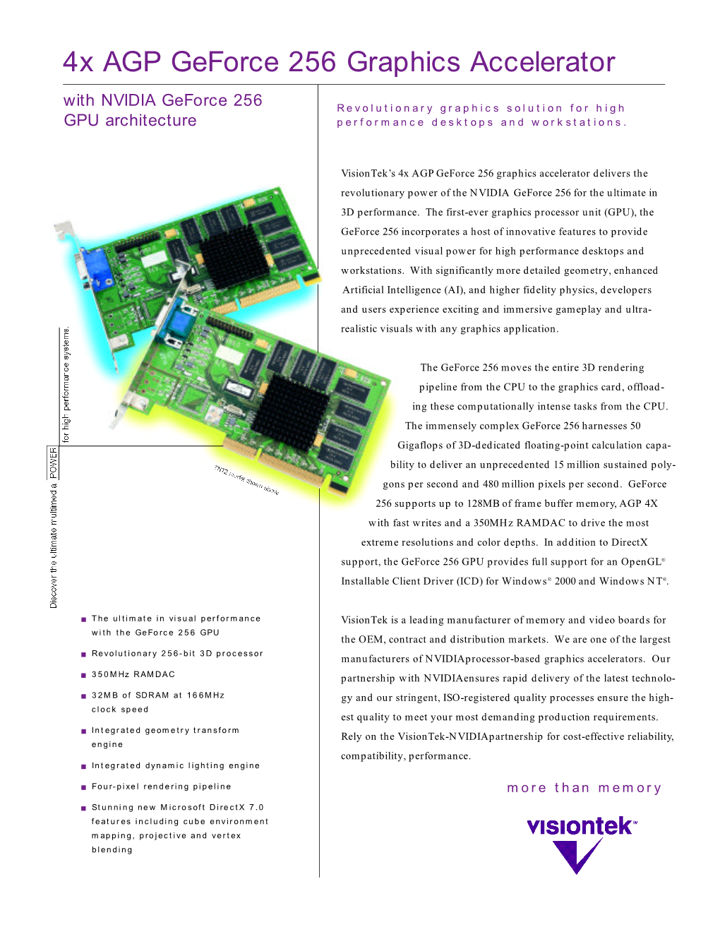 4X AGP Geforce 256 Graphics Accelerator