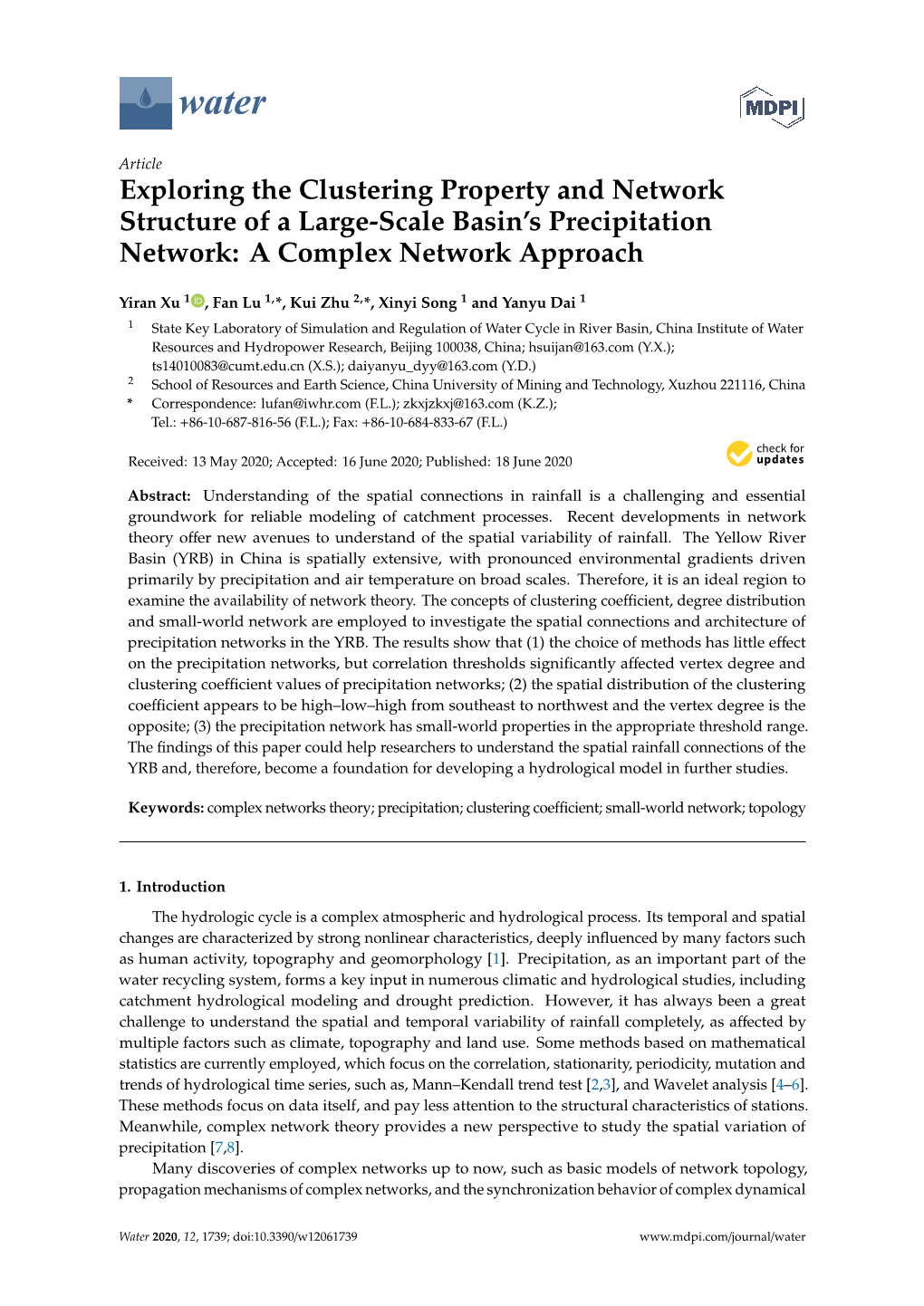 Exploring the Clustering Property and Network Structure of a Large-Scale Basin’S Precipitation Network: a Complex Network Approach