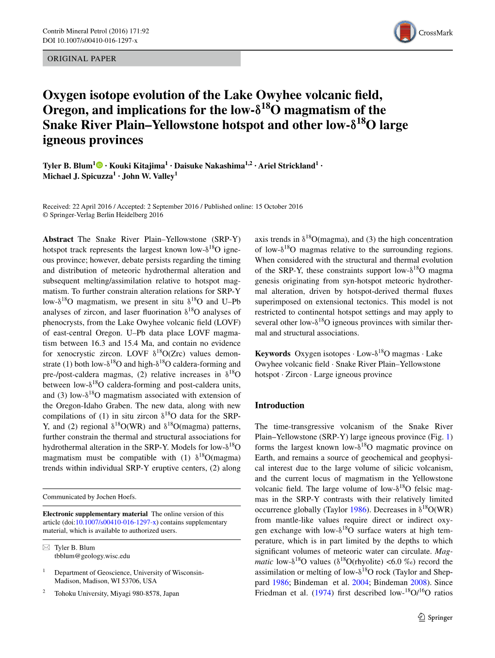 Oxygen Isotope Evolution of the Lake Owyhee