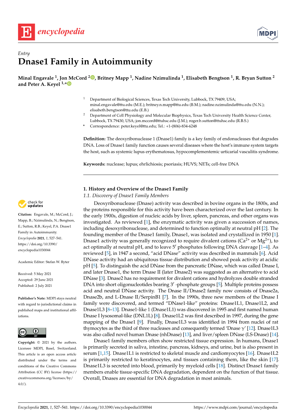 Dnase1 Family in Autoimmunity