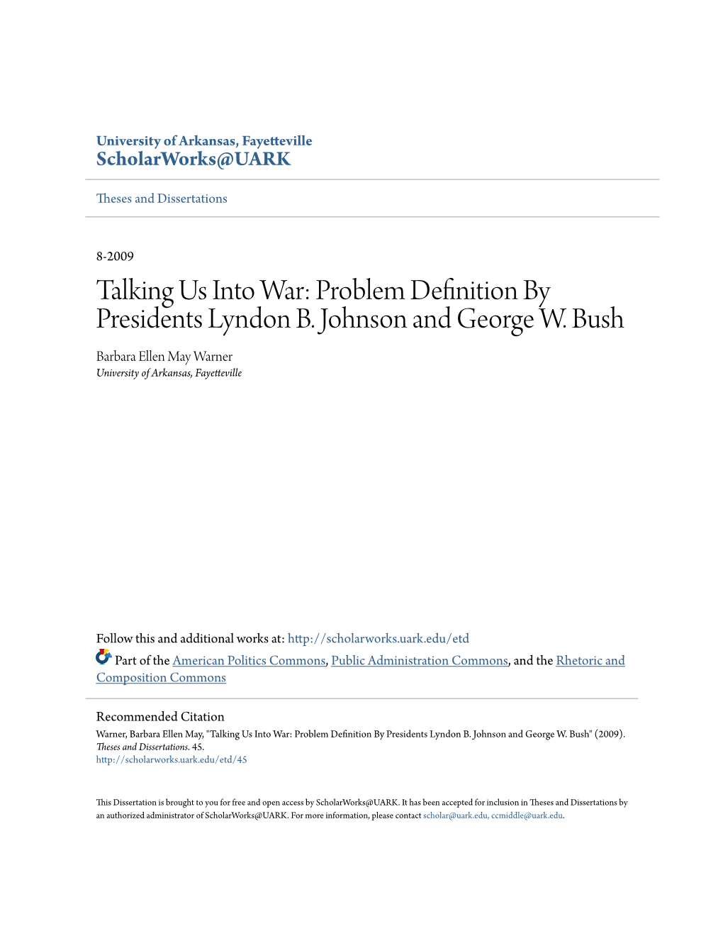 Problem Definition by Presidents Lyndon B