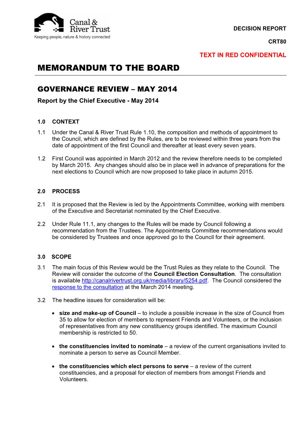 Memorandum to the Board