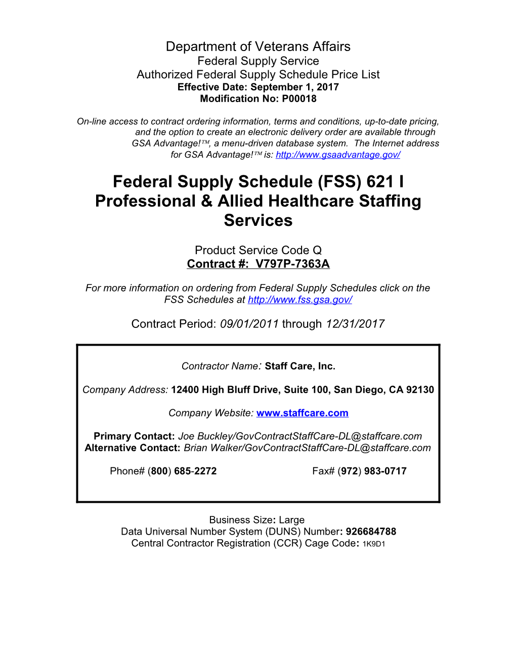 Authorized Federal Supply Schedule Price List s9