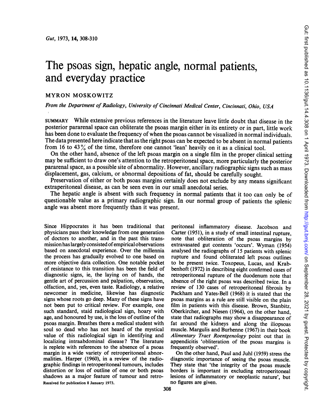 The Psoas Sign, Hepatic Angle, Normal Patients, and Everyday Practice