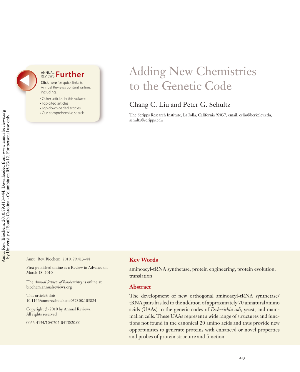 Adding New Chemistries to the Genetic Code