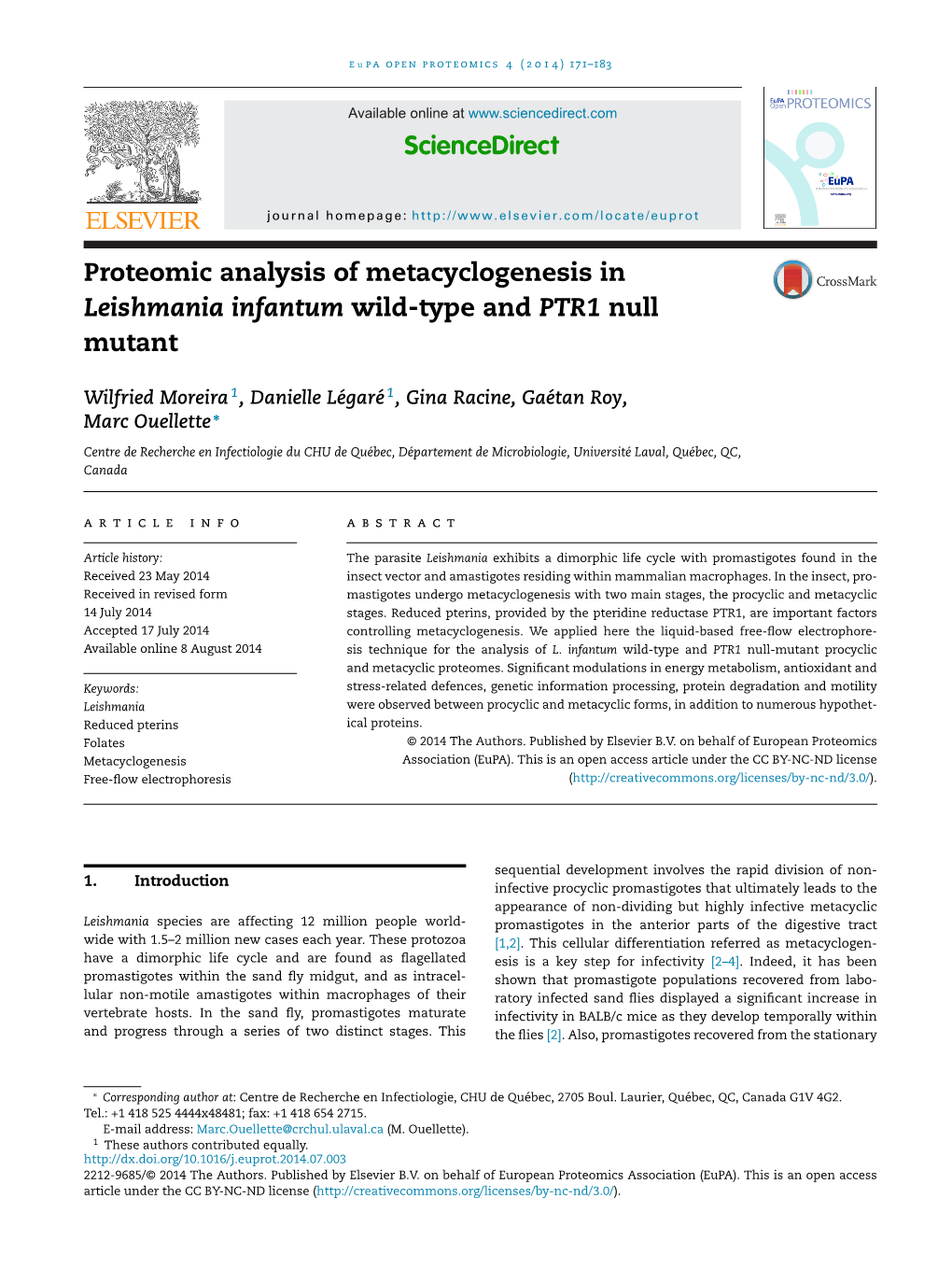 Proteomic Analysis of Metacyclogenesis in Leishmania