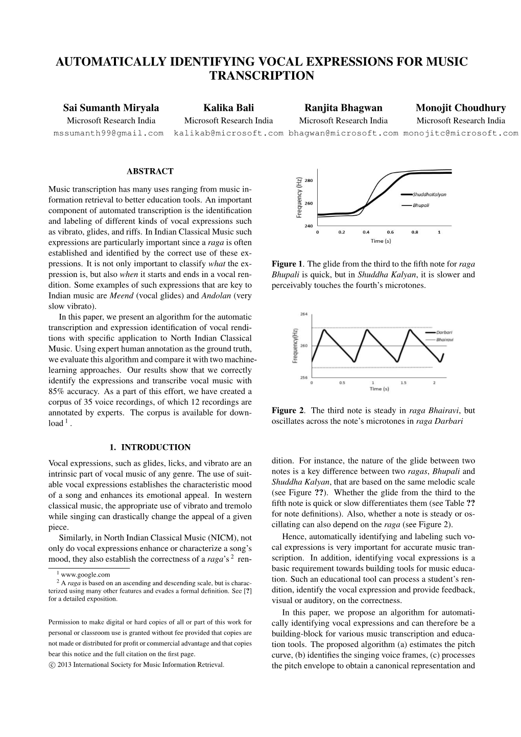 Automatically Identifying Vocal Expressions for Music Transcription