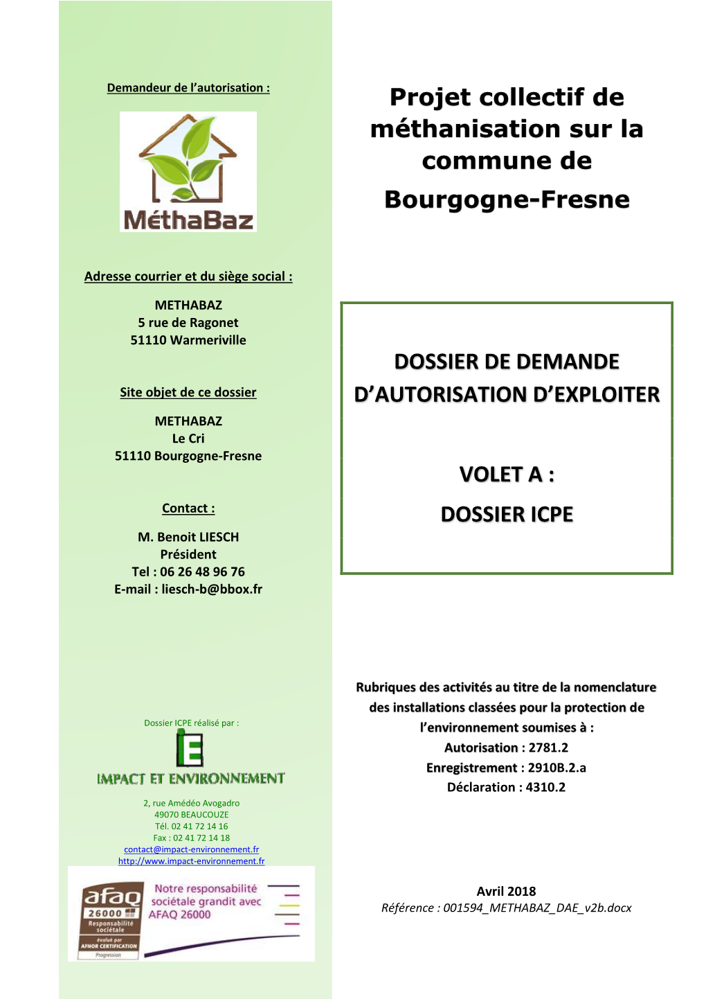 Projet Collectif De Méthanisation Sur La Commune De Bourgogne-Fresne