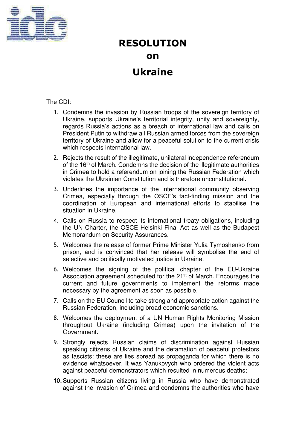 RESOLUTION on Ukraine