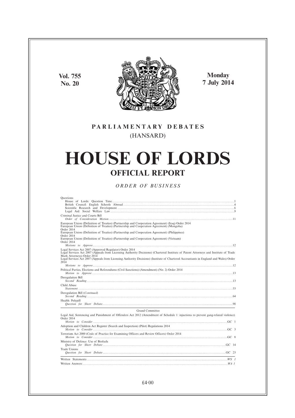 House of Lords Official Report