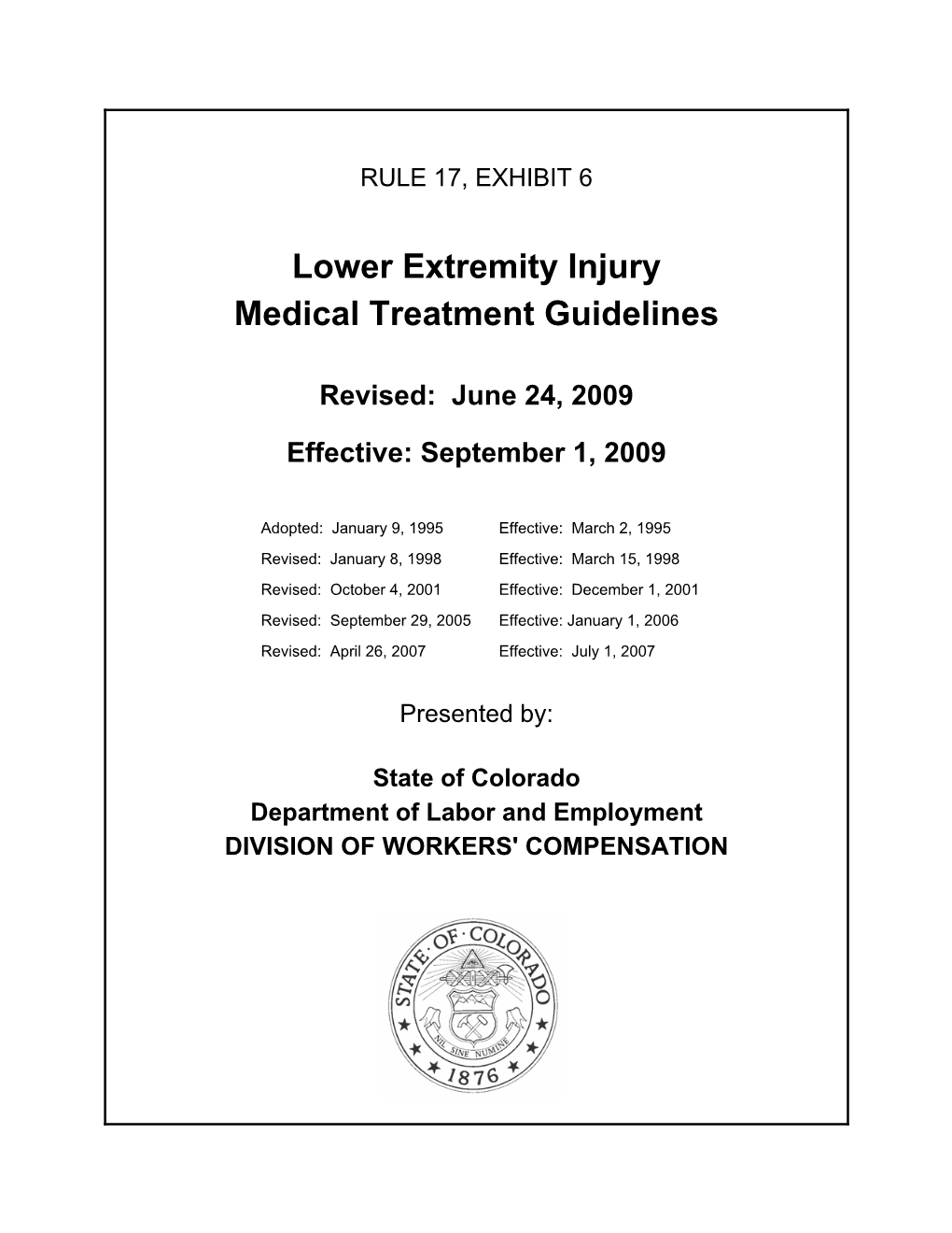 Lower Extremity Injury Medical Treatment Guidelines