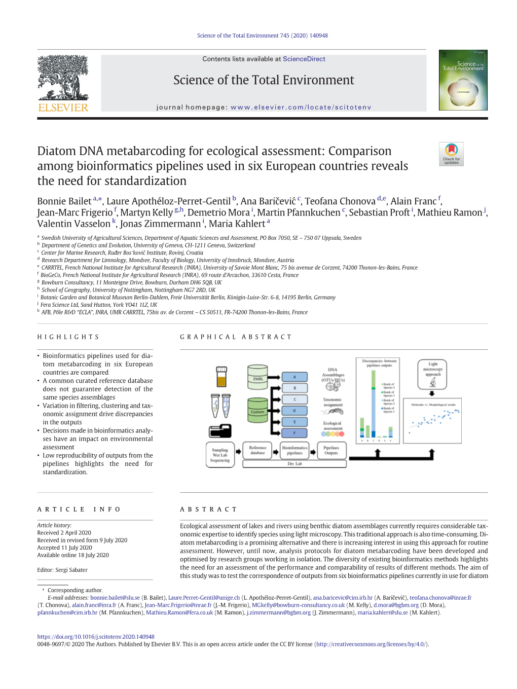 Diatom DNA Metabarcoding for Ecological Assessment: Comparison Among Bioinformatics Pipelines Used in Six European Countries Reveals the Need for Standardization