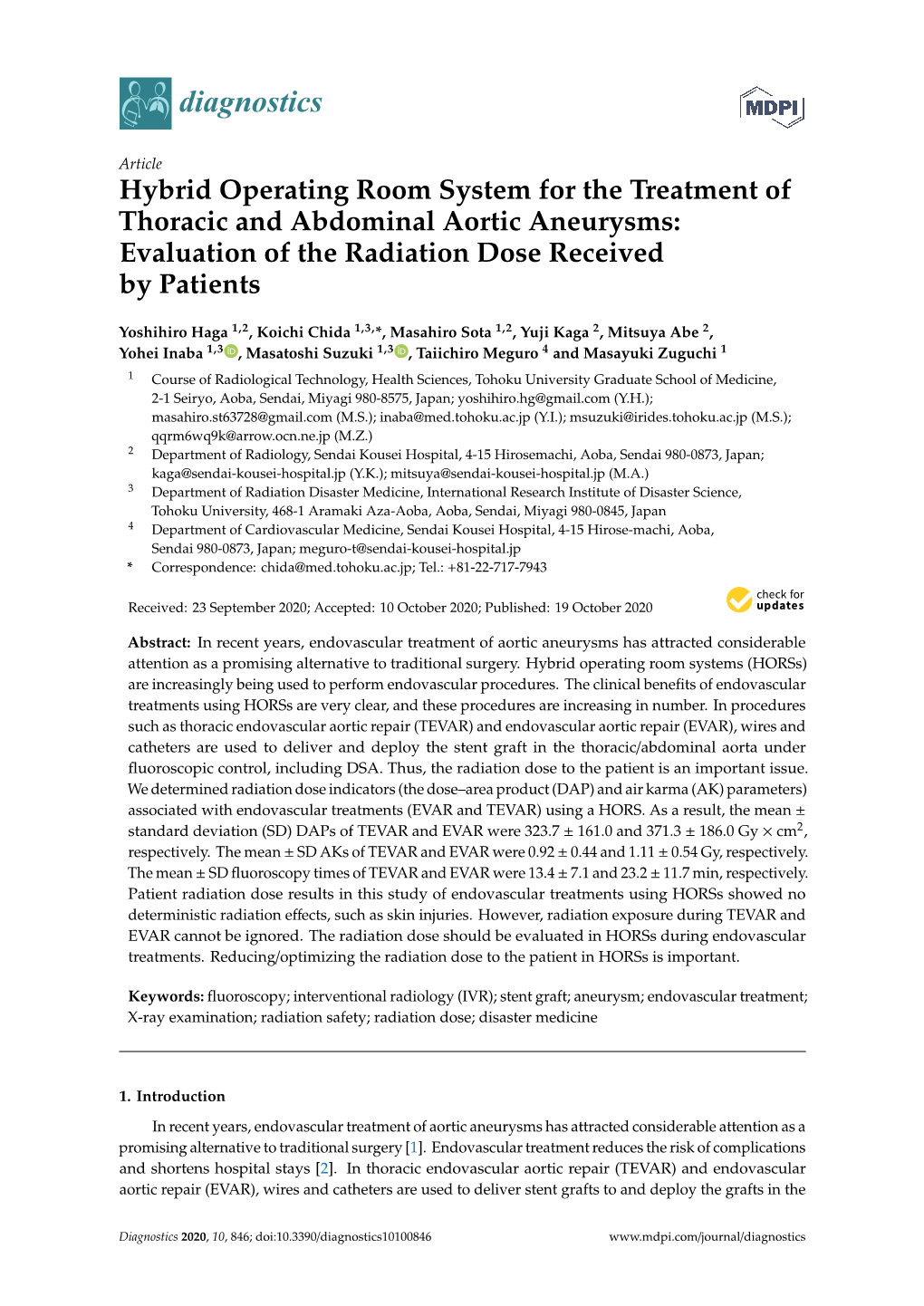 Evaluation of the Radiation Dose Received by Patients