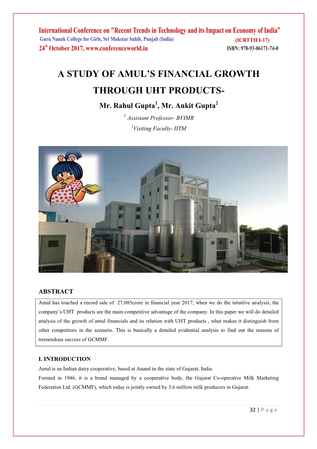 A Study of Amul's Financial Growth Through Uht