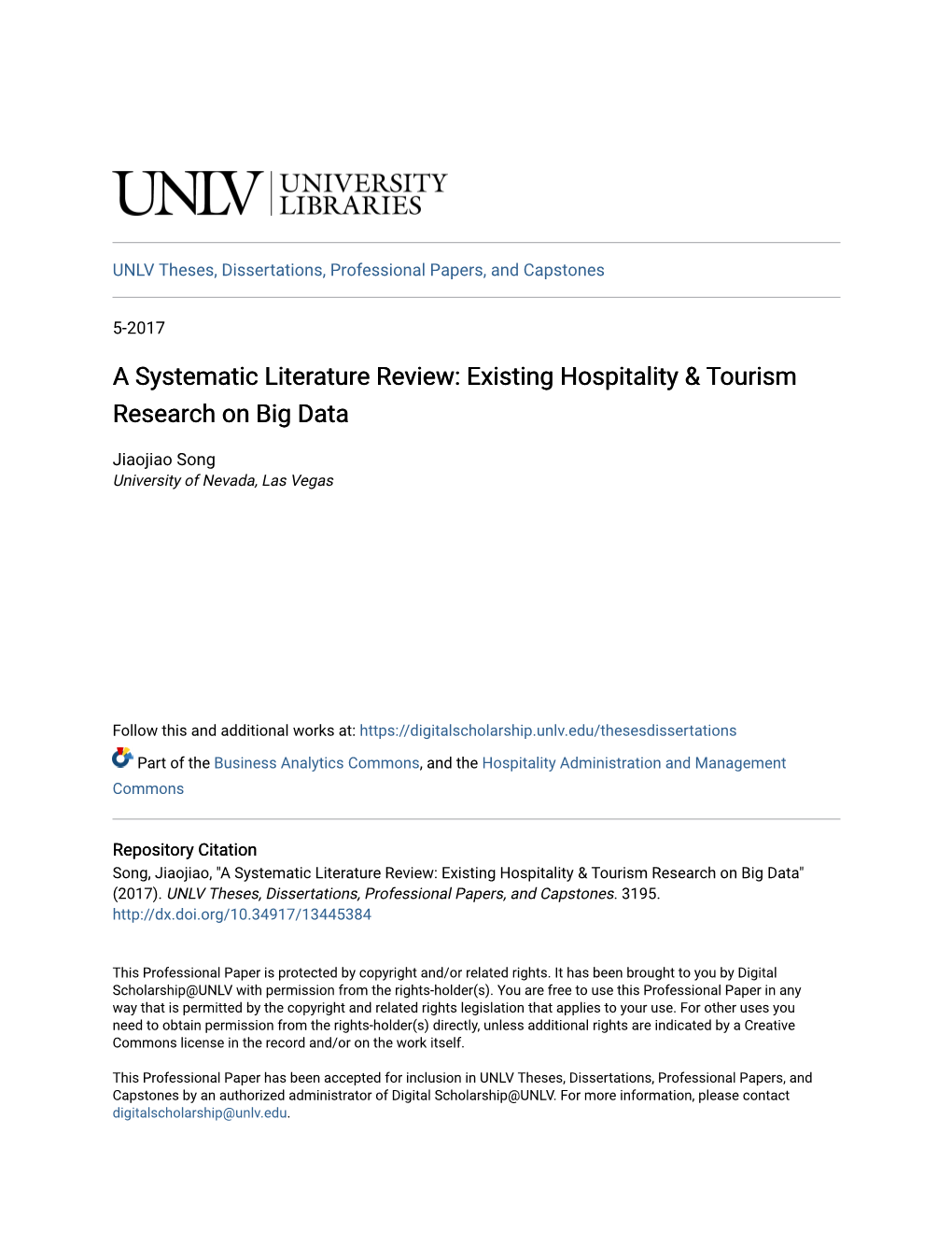 A Systematic Literature Review: Existing Hospitality & Tourism Research on Big Data