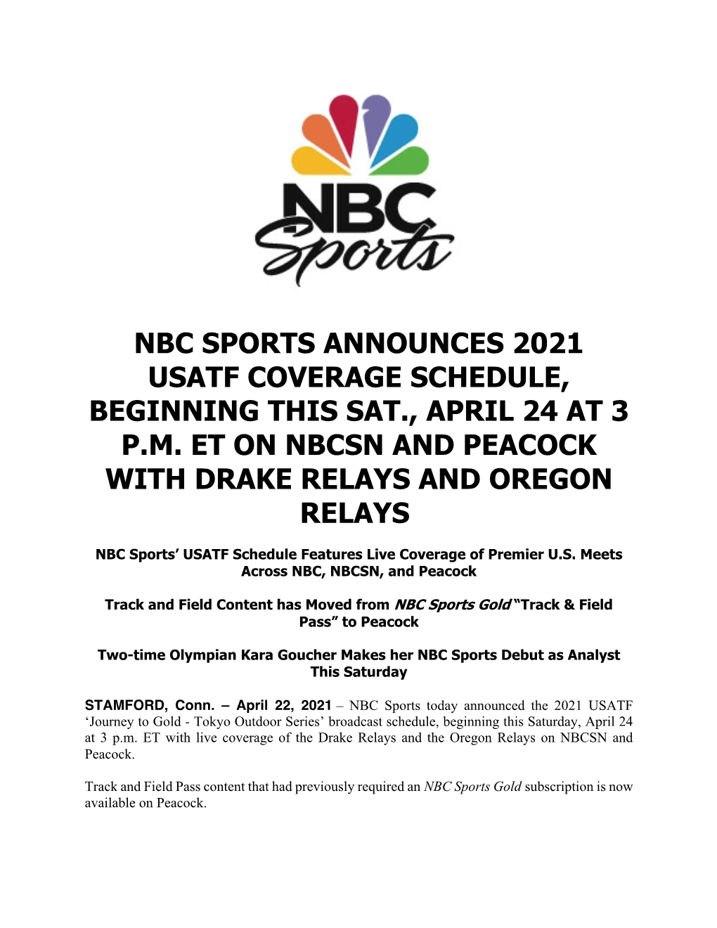 NBC Drake/Oregon Relays Coverage