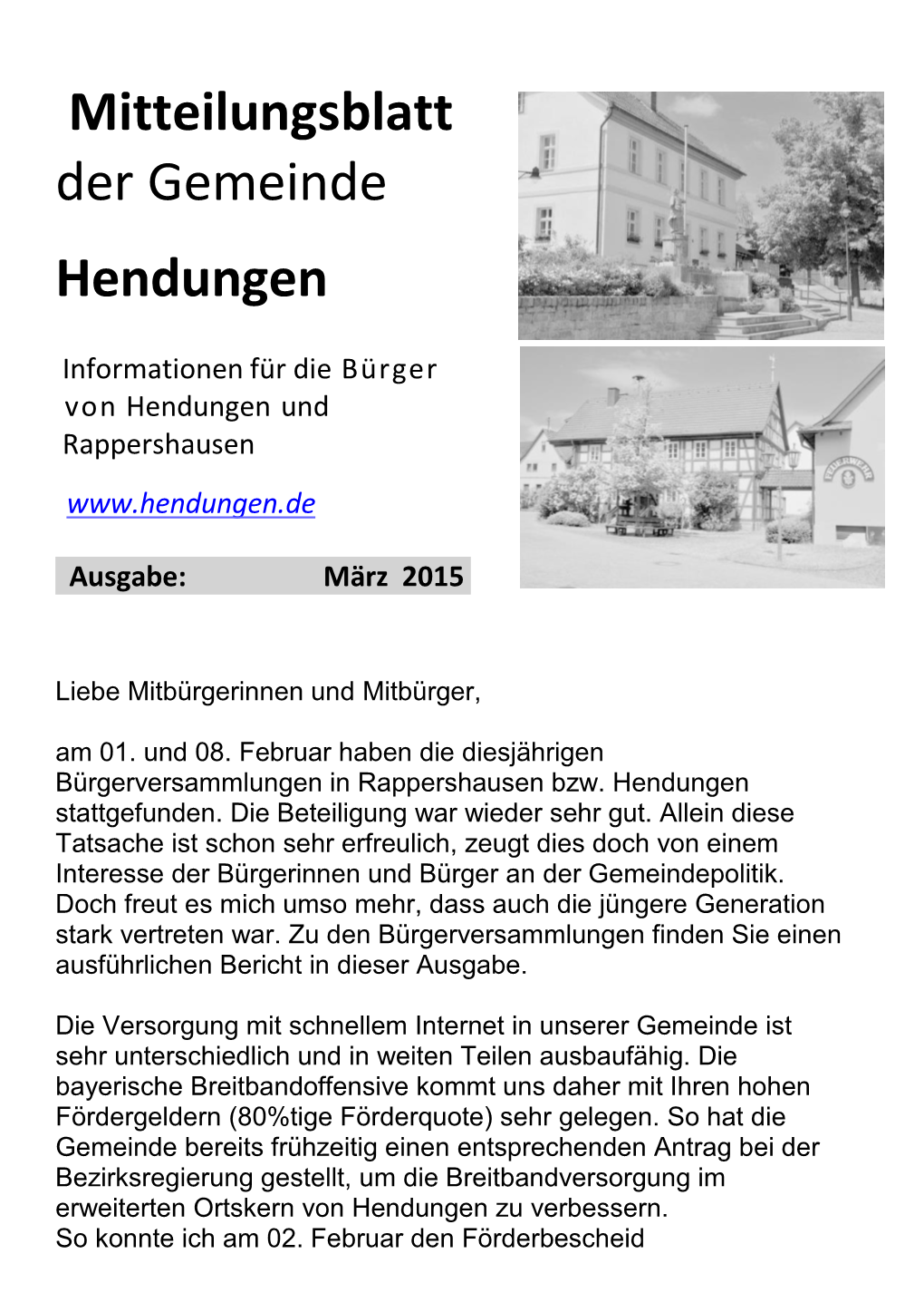 Mitteilungsblatt Der Gemeinde Hendungen