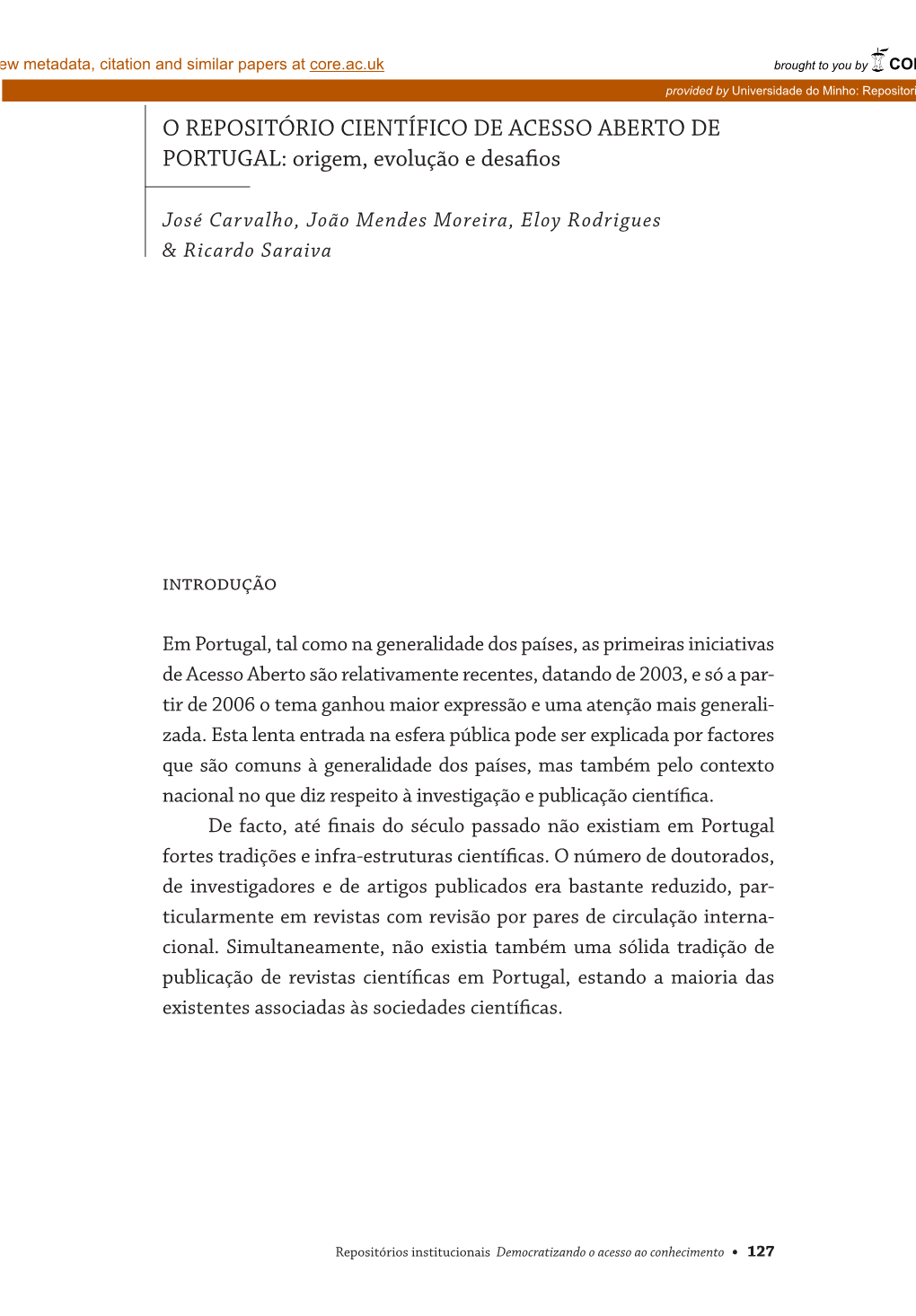 O Repositório Científico De Acesso Aberto De Portugal: Origem, Evolução E Desafios