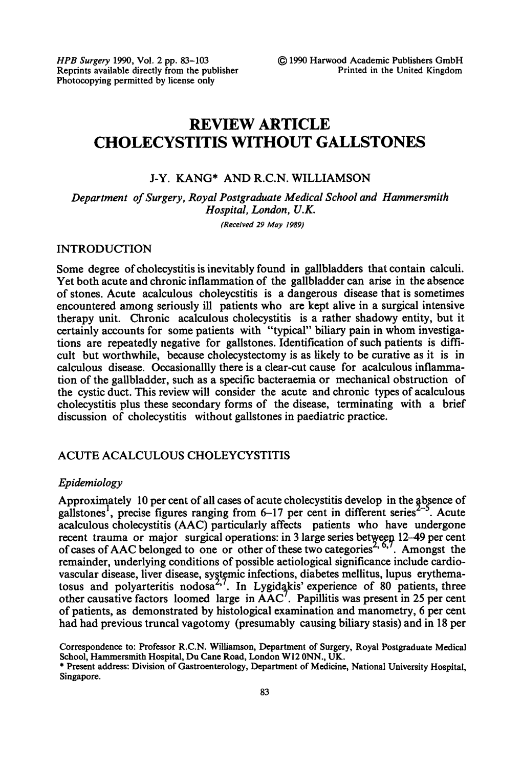 Cholecystitis Without Gallstones