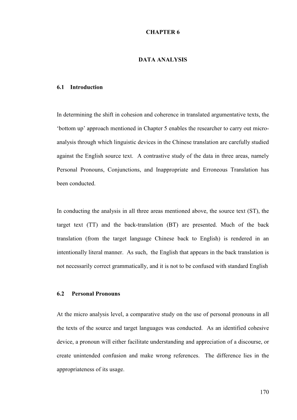 170 CHAPTER 6 DATA ANALYSIS 6.1 Introduction in Determining the Shift