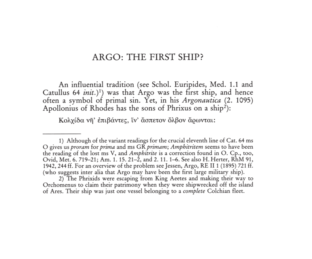 Argo: the First Ship?