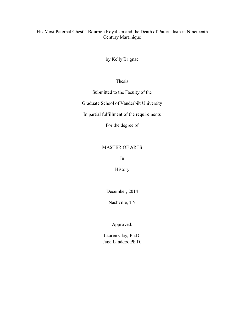 Bourbon Royalism and the Death of Paternalism in Nineteenth- Century Martinique