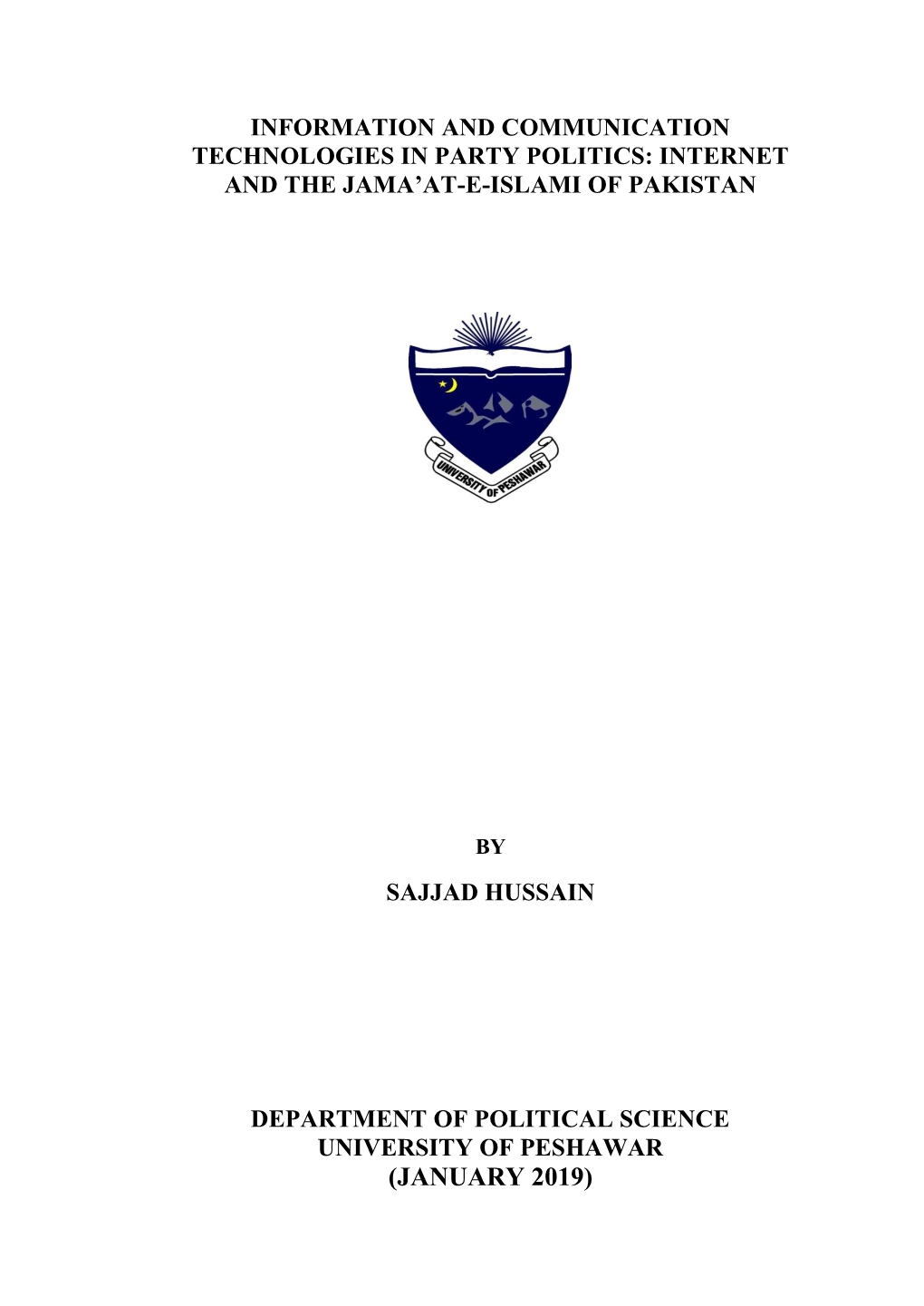 (January 2019) Information and Communication Technologies in Party Politics: Internet and the Jama’At-E-Islami of Pakistan