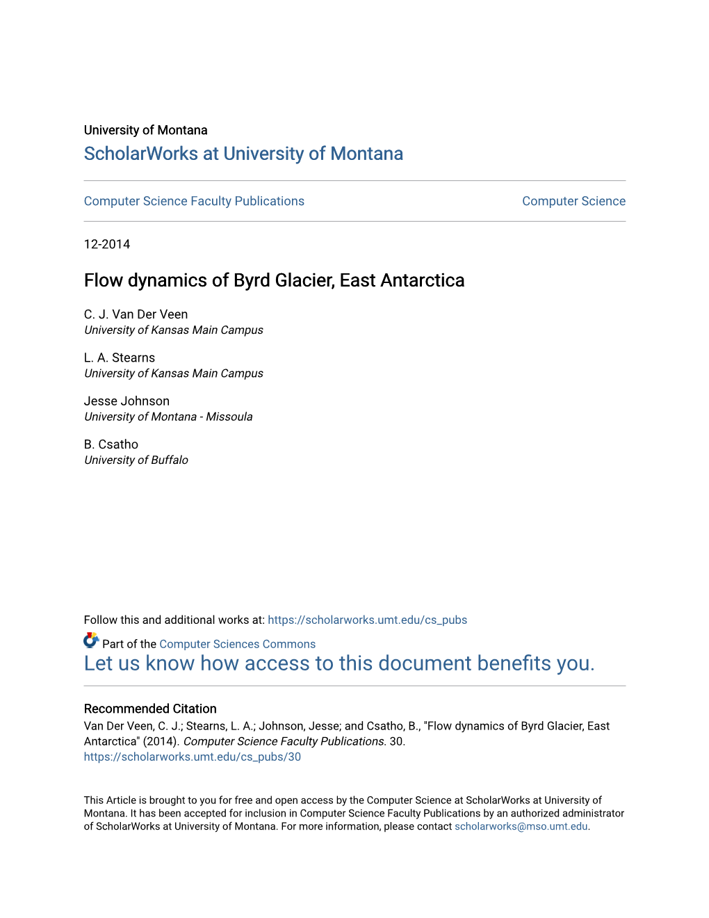 Flow Dynamics of Byrd Glacier, East Antarctica