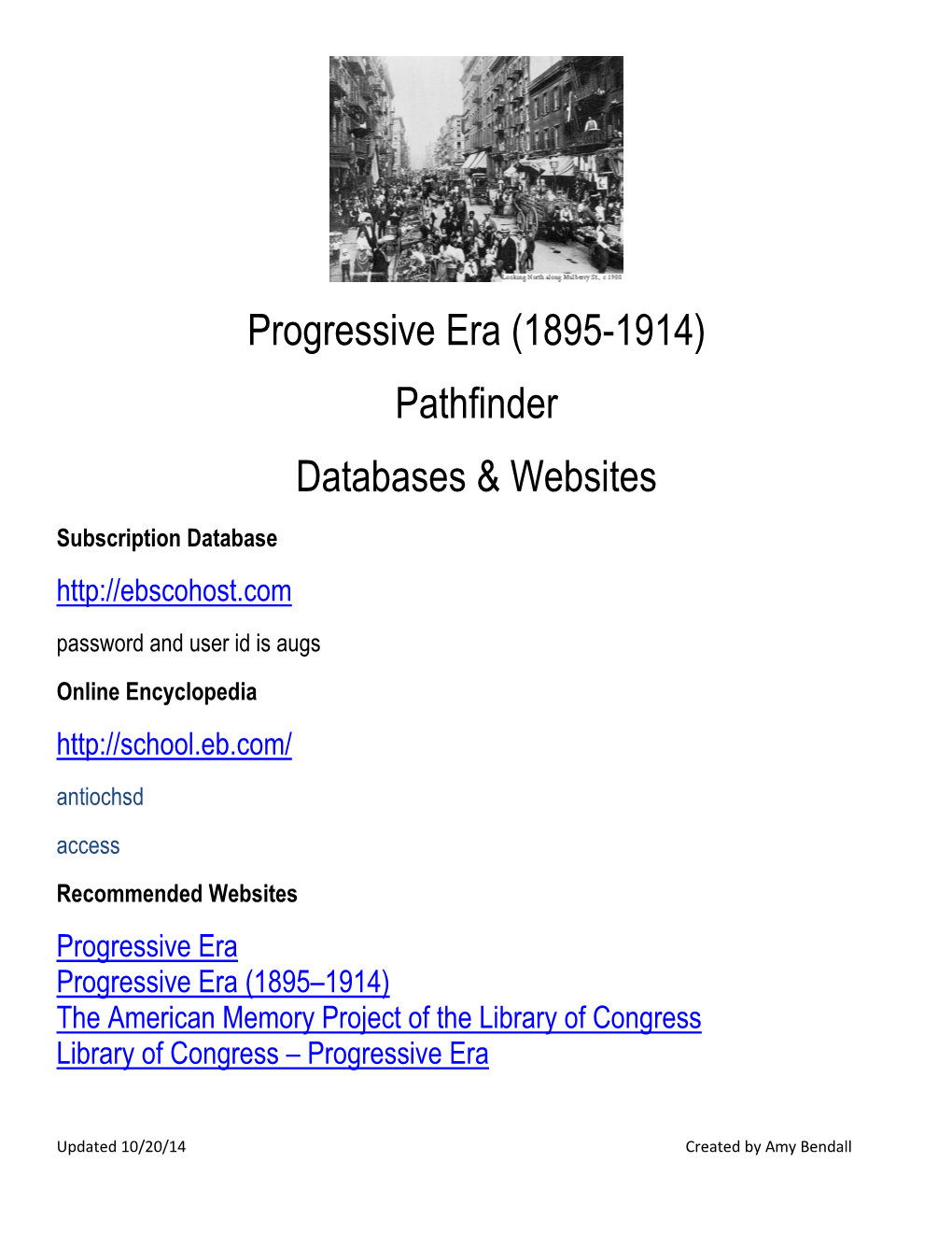 Progressive Era (1895-1914) Pathfinder Databases & Websites