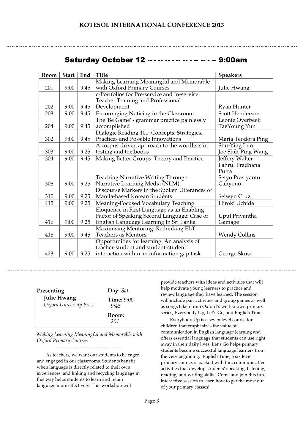 KOTESOL IC2013 Times & Abstracts