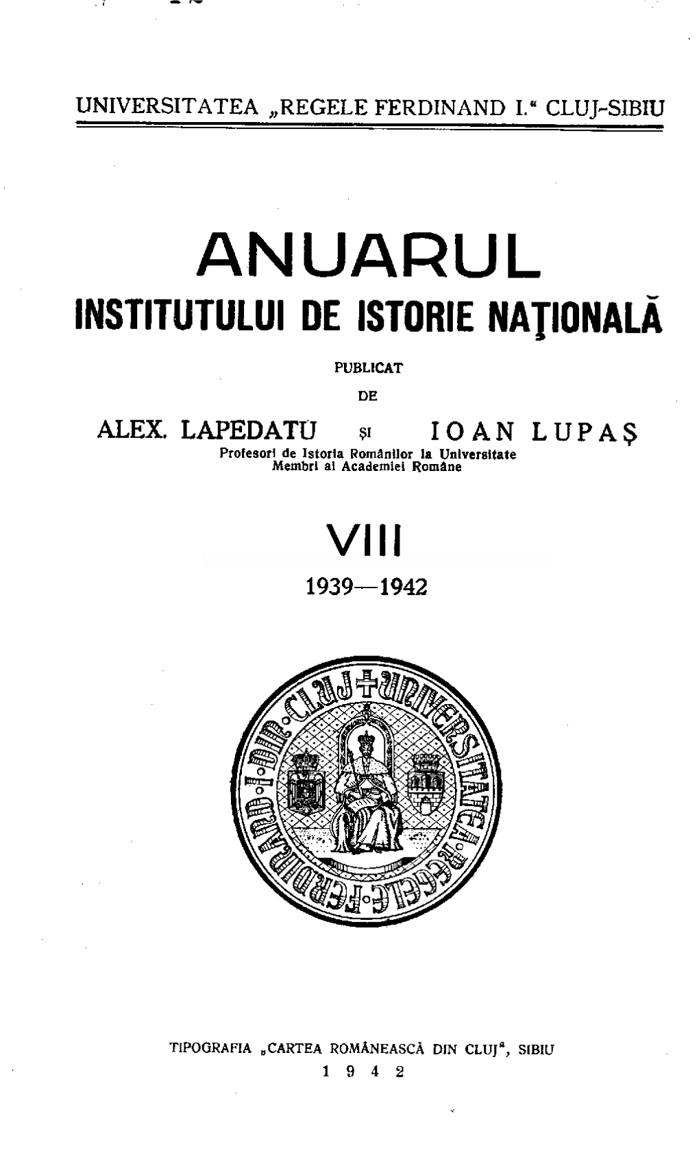 Anuarul Institutului De Istorie Naţională