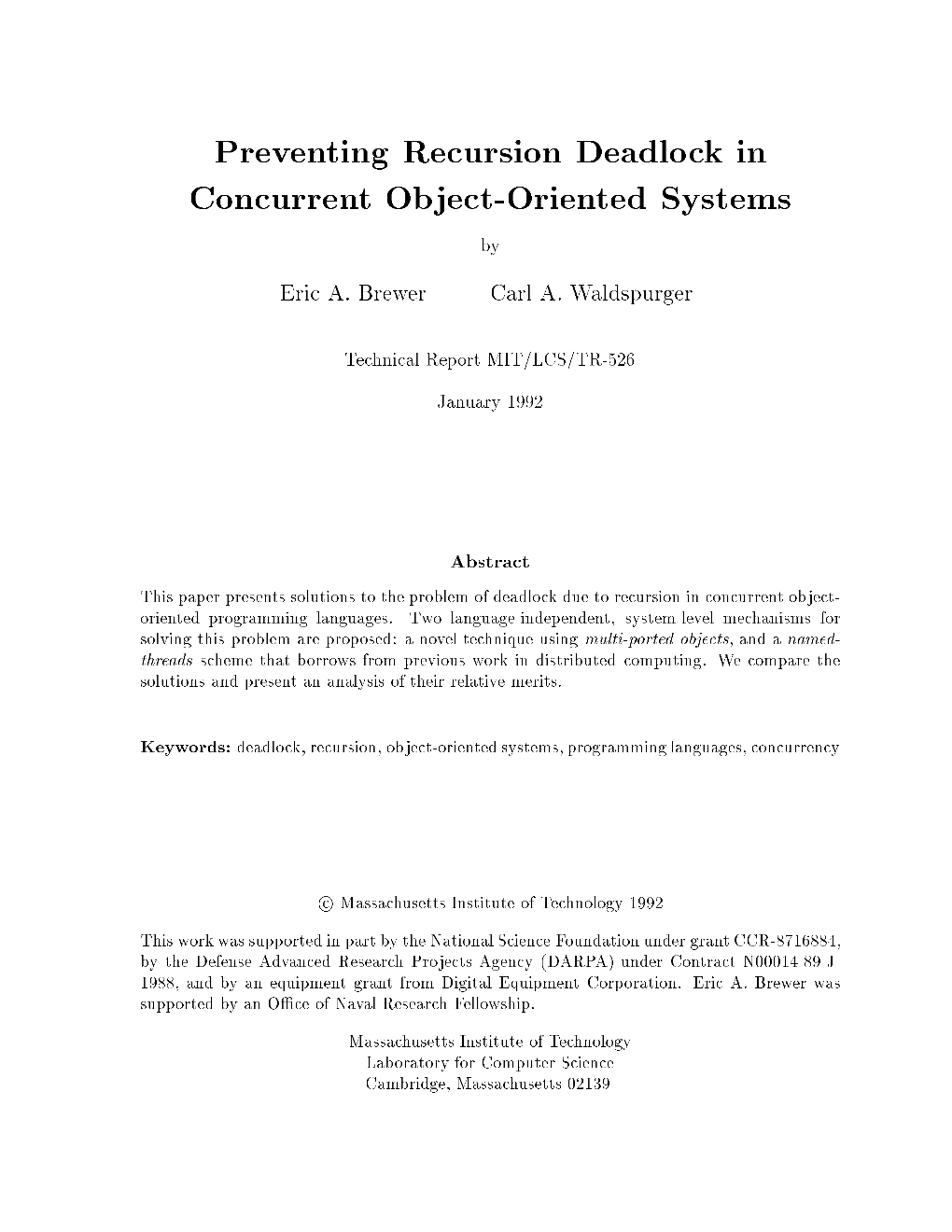 Preventing Recursion Deadlock in Concurrent Object-Oriented Systems