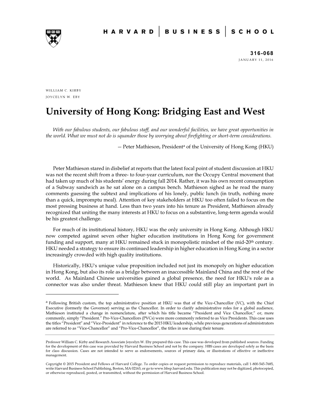 University of Hong Kong: Bridging East and West