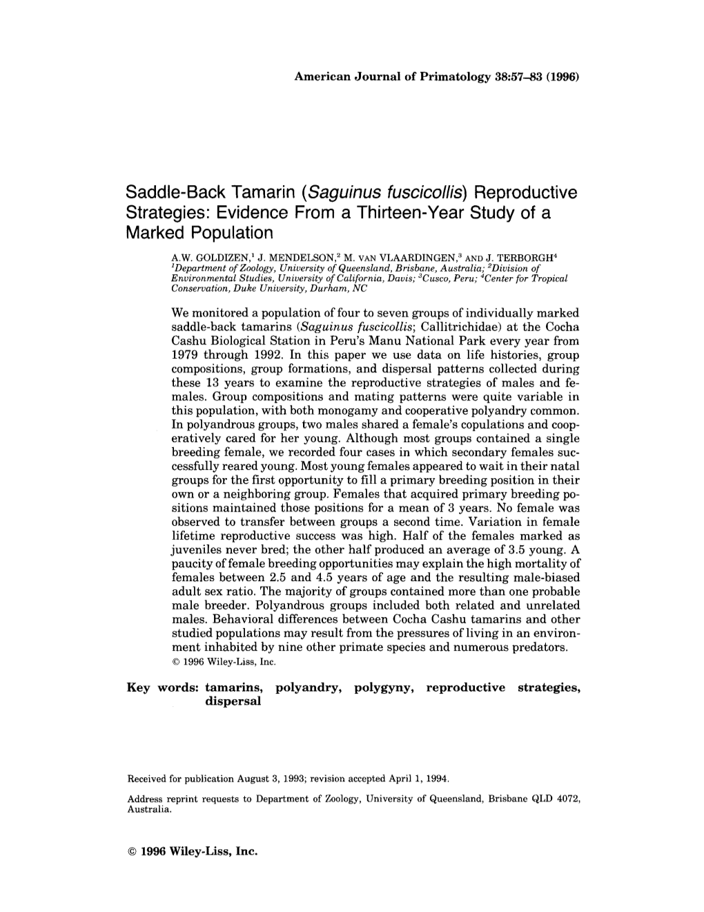 Evidence from a Thirteen-Year Study of a Marked Population