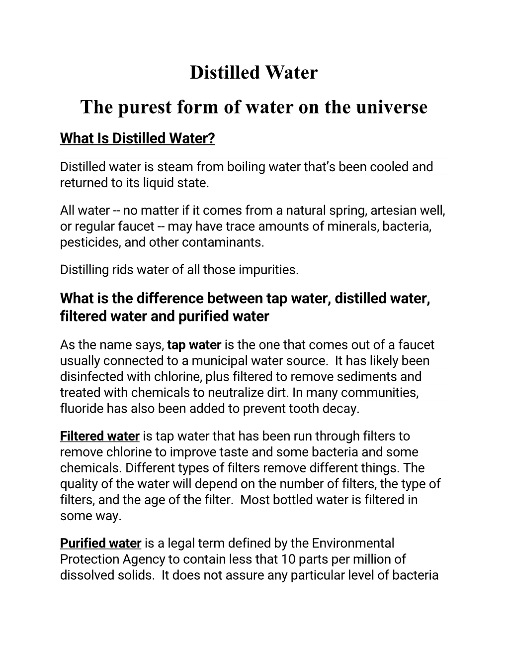 Distilled Water the Purest Form of Water on the Universe What Is Distilled Water?